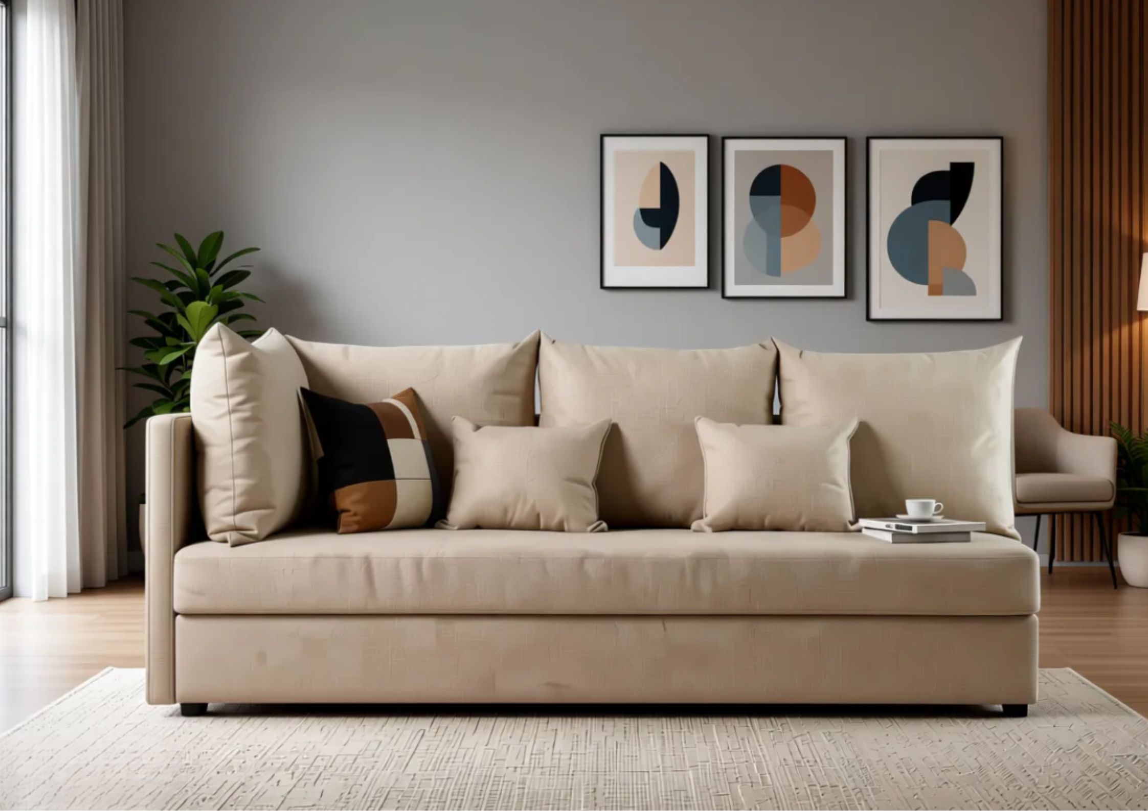 Beżowa sofa do salonu Mobo